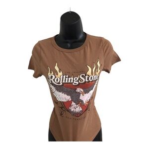 Rolling stones brown tan flaming‎ blazing eagle graphic print tshirt size XS
